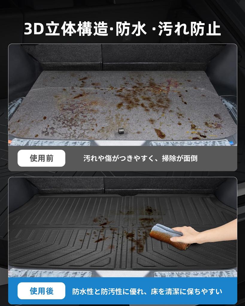 LANGBEAN Toyota Harrier 80 Series Luggage 3D Waterproof TPE Easy and Custom Interior Parts for the Toyota Harrier 80 Mat, Non-Slip Mat, Installation,