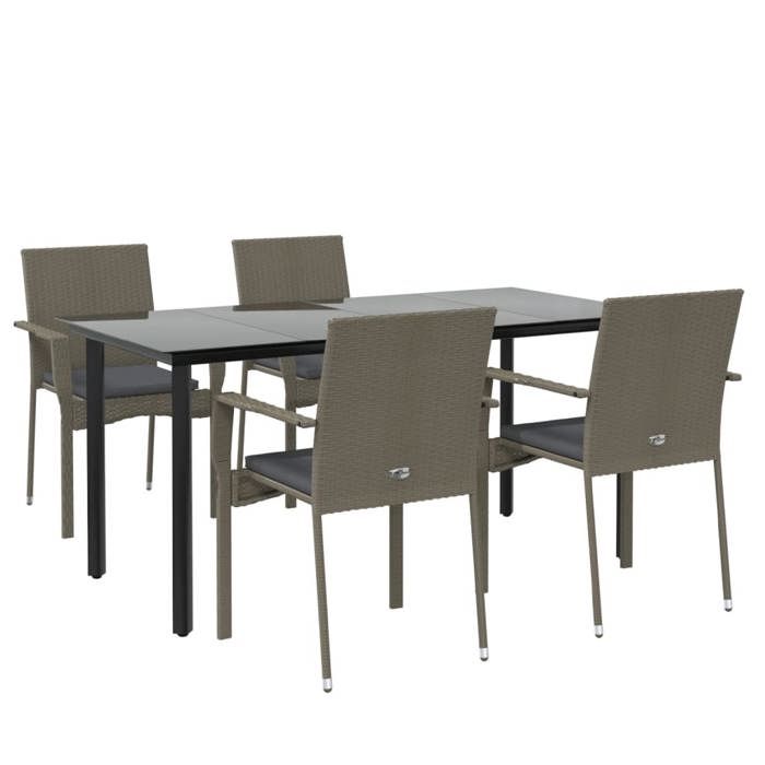 VidaXL Garden Dining Furniture and Cushions 5 Pcs Black and Grey 3185140