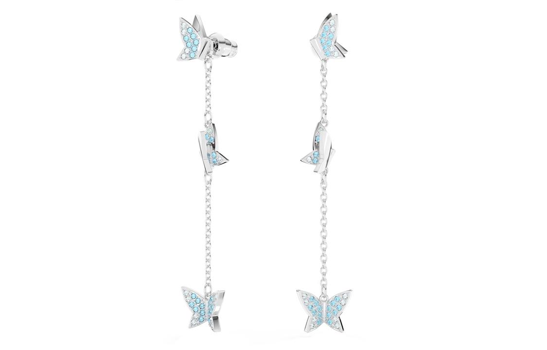 Swarovski Lilia Rhodinierte, Künstliche Kristallohrringe Damen 5662182 Blue/Silver|F white