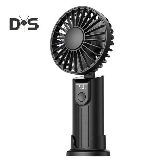

Ручной вентилятор охлаждения с цифровым дисплеем, бесщеточным двигателем, 3 регулируемыми скоростями, мощным воздушным потоком, перезаряжаемым настольным вентилятором, персональным охладителем воздуха чёрный