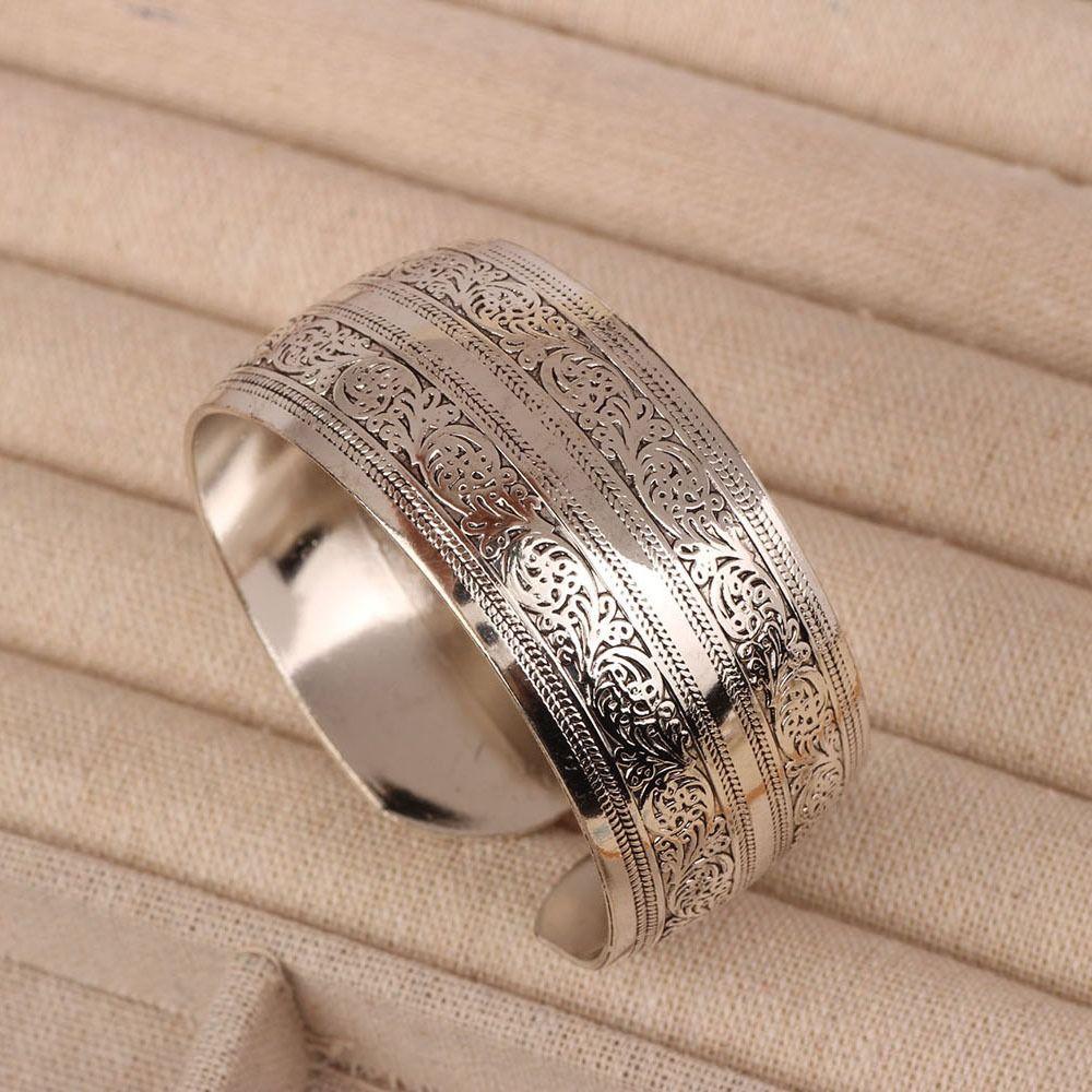 Retro Metal Bracelet Opening Ancient Tibetan Bracelet New Wide Cuff Bangle  for Women