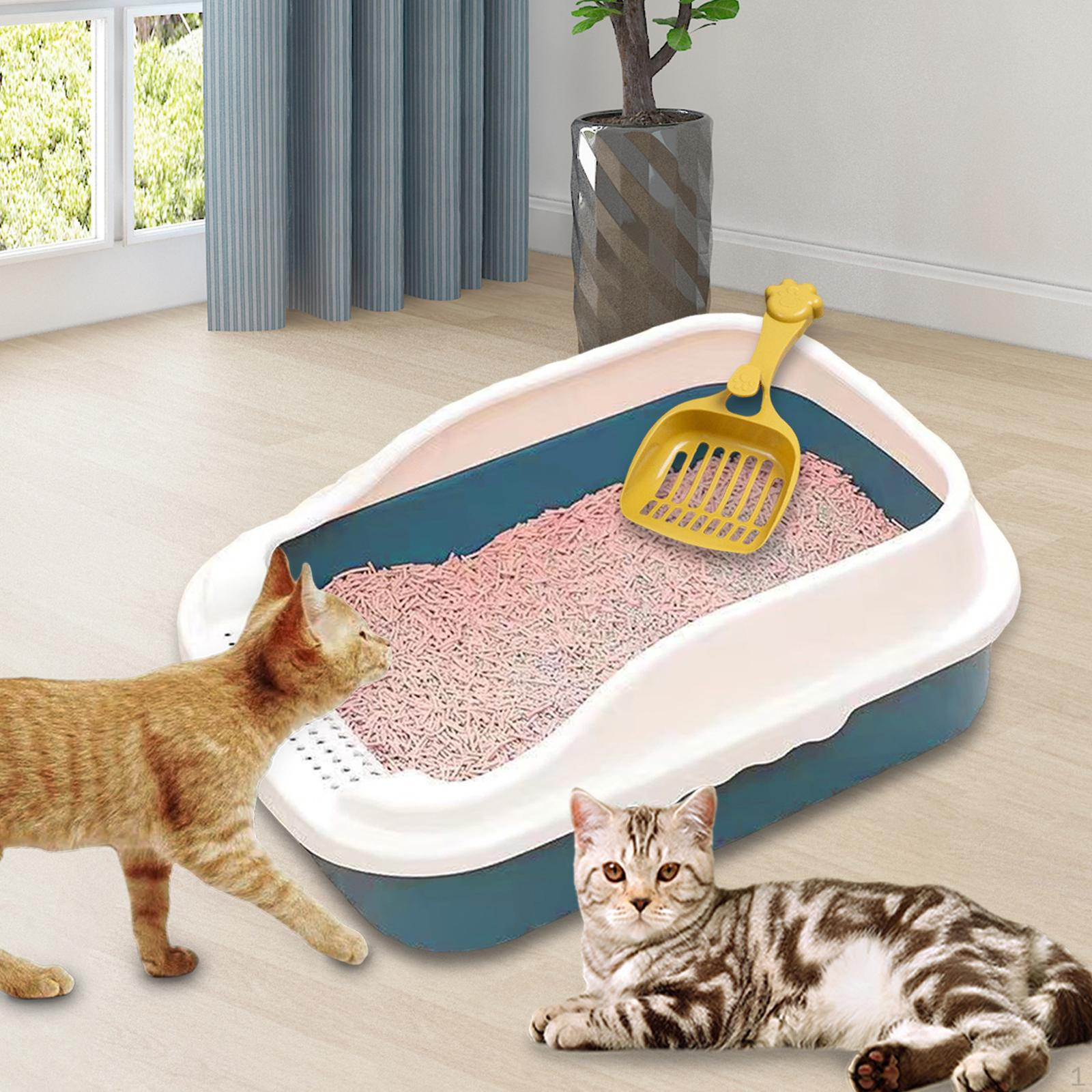 

Лоток для котячих туалетів Лоток для домашніх тварин Каструля Горщик-туалет із просіювальною ложкою для домашніх котів Blue M 31x21x16cm