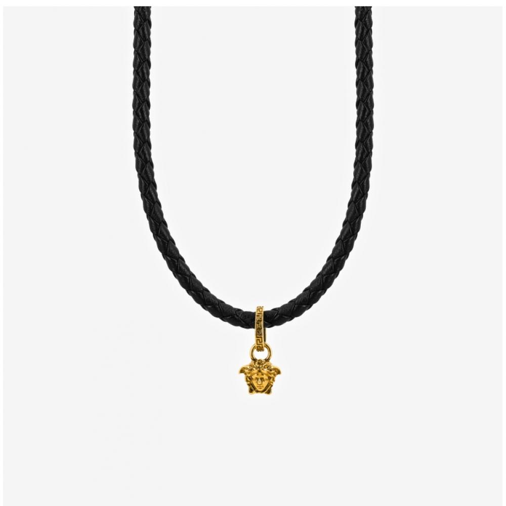 Versace Medusa Charm Braid Leather Necklace 1021598 1a00637 1b460