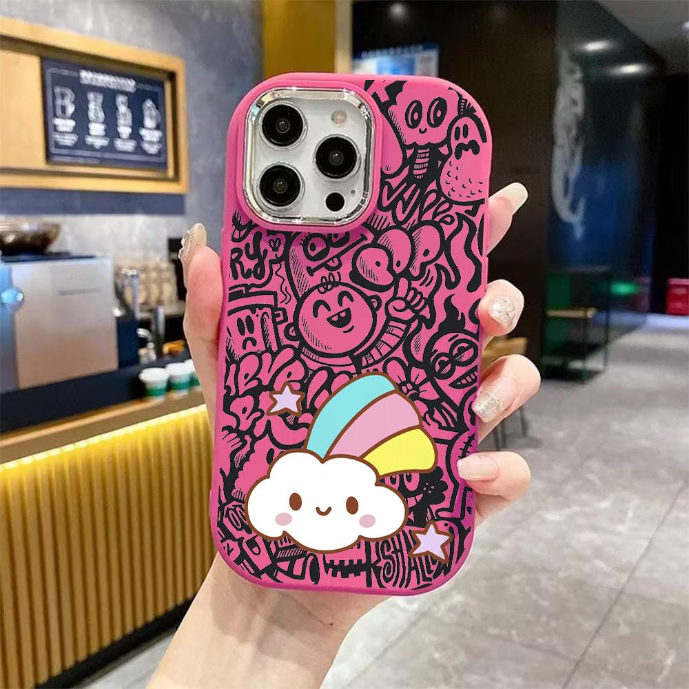 Phone Case: 2D flat design suitable for iPhone 18 17 16 15 14 13 Pro protective case, couple style, rainbow cloud baby, Christmas and Halloween gifts