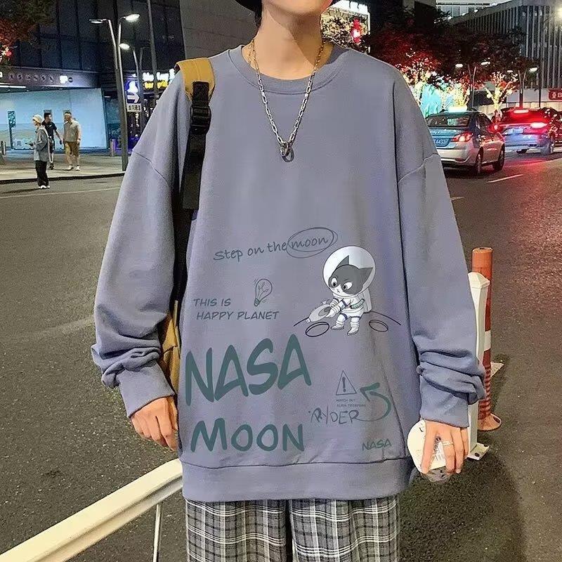 Pánské nadměrné tričko s dlouhým rukávem ve stylu high street na jaro a podzim - Trendy a všestranné