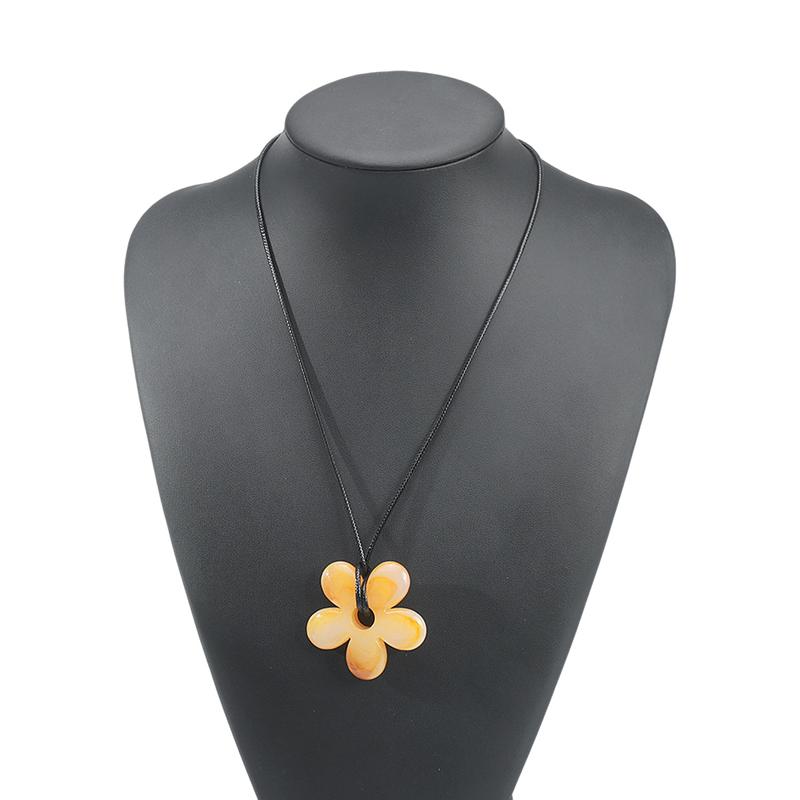 2026 Neue Sommer Trendige Harzblume Lange Halskette für Damen Minimalistisch Bunte Blumige Verstellbare Halskette Tägliche Wear Schmuck