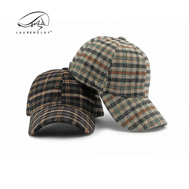 Hats Men and Women Autumn and Winter Versatile Warm Plaid Hard Top Baseball Cap Outdoor Sunscreen Shade Cap