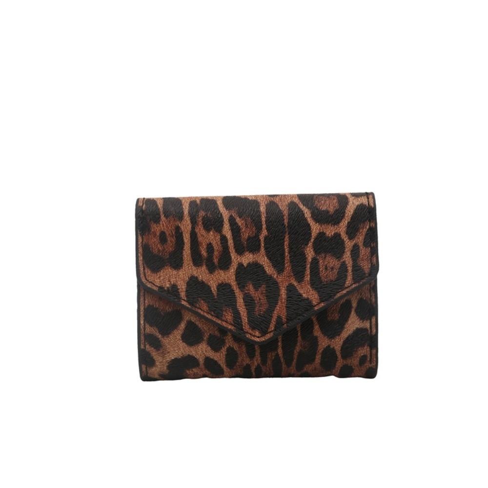 PU Leather Envelope Clutch Bag Korean Style Coin Purse Fashion Leopard Short Wallet Women