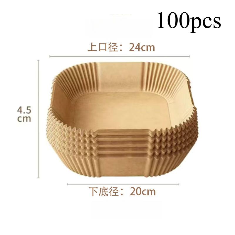 50/100 STÜCKE Air Friteuse Einwegpapier Quadratisch Rund Backpapier Grillplatte Antihaft-Matte Küchenofen Ölabsorbierendes Papierwerkzeug