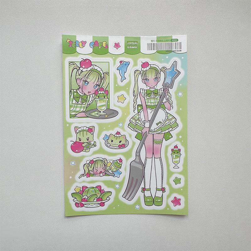 1/9pcs Korean Sweet Cool Girl Stickers Cute Cartoon Anime Girl Stickers Journal Diary Notebook Scrapbook Diy Decorative Stickers