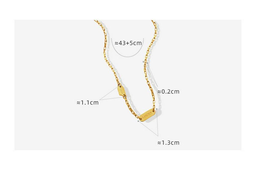 Korean Style Summer Cutout Double Pendant Collarbone Necklace, Titanium Steel with 18K Gold Plating P569