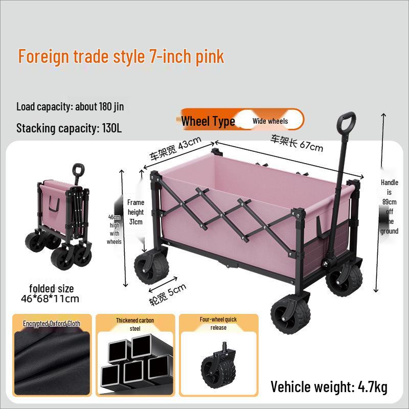 RV Picnic Foldable Hand Cart: Outdoor Travel & Multifunctional Detachable Stall Cart