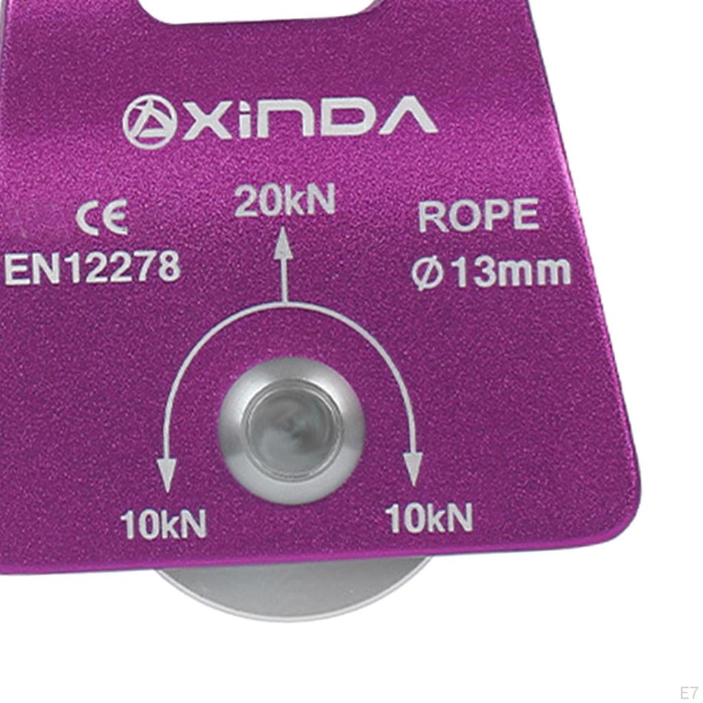 20KN Climbing Pulley Ball Bearing, Side Swing Lightweight Pulley, Steady Purple Outdoor for