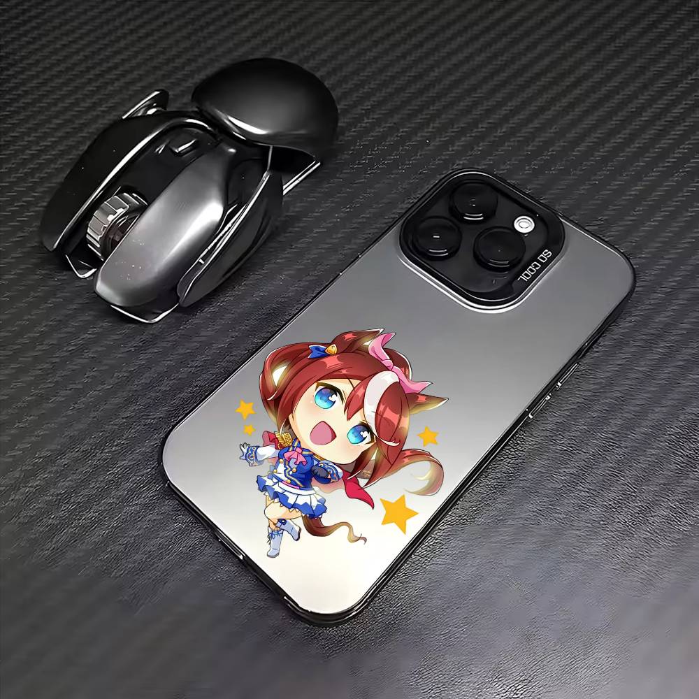 Uma Musume Pretty Derby Phone Case For iPhone17,16,15,14,13,12,11 Plus,Pro Max Colored Silver Plated Inside Cover