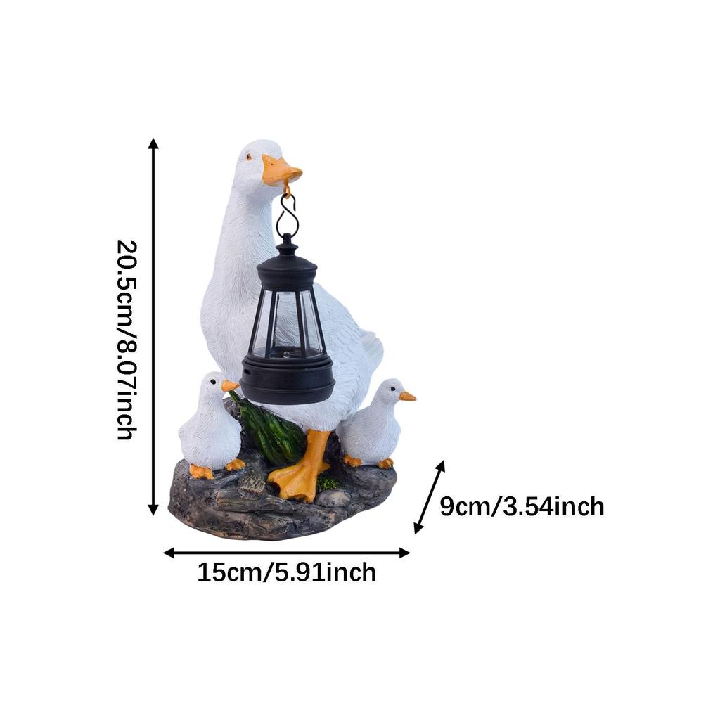 Duck Solar Lamp Decorative Resin Figurine Yard Sculpture for Garden Pond and Patio Decoration