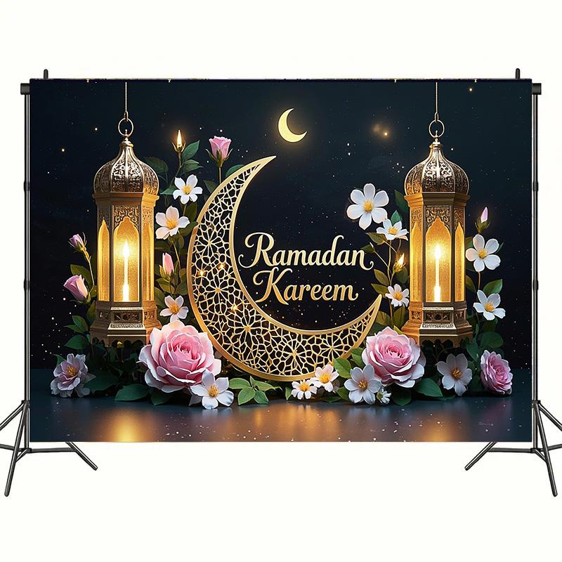 Elegant Eid Al-Adha Moon Photography Backdrops Wall Decoration for Room and Party,Festive Home Decor for New Year and Eid Celebrations