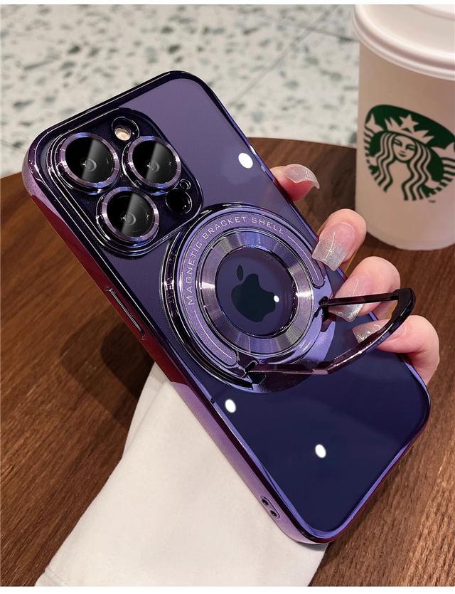 

Для iPhone 16 Pro Max Роскошная Магнитная Подставка Magsafe Гальванизированная Рамка Чехол для Телефона Для iPhone 11 12 13 14 15Plus Защитная Крышка для Объектива iPhone 13