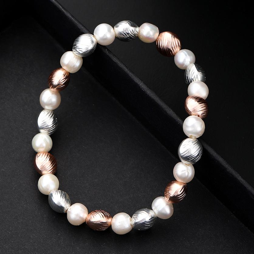 

Конформный браслет из жемчужного сплава, женский эластичный браслет с нерегулярной жемчужной вставкой