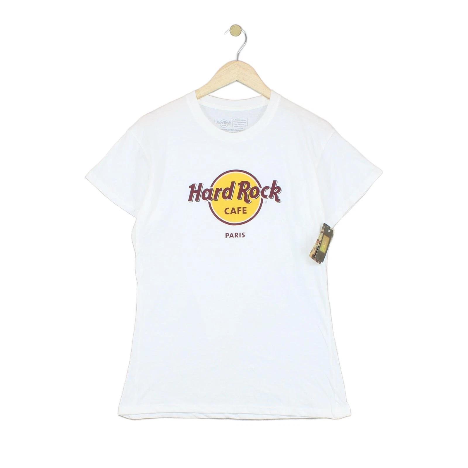Hard Rock Cafe Graphic T-Shirt Womens Size XL White Logo S