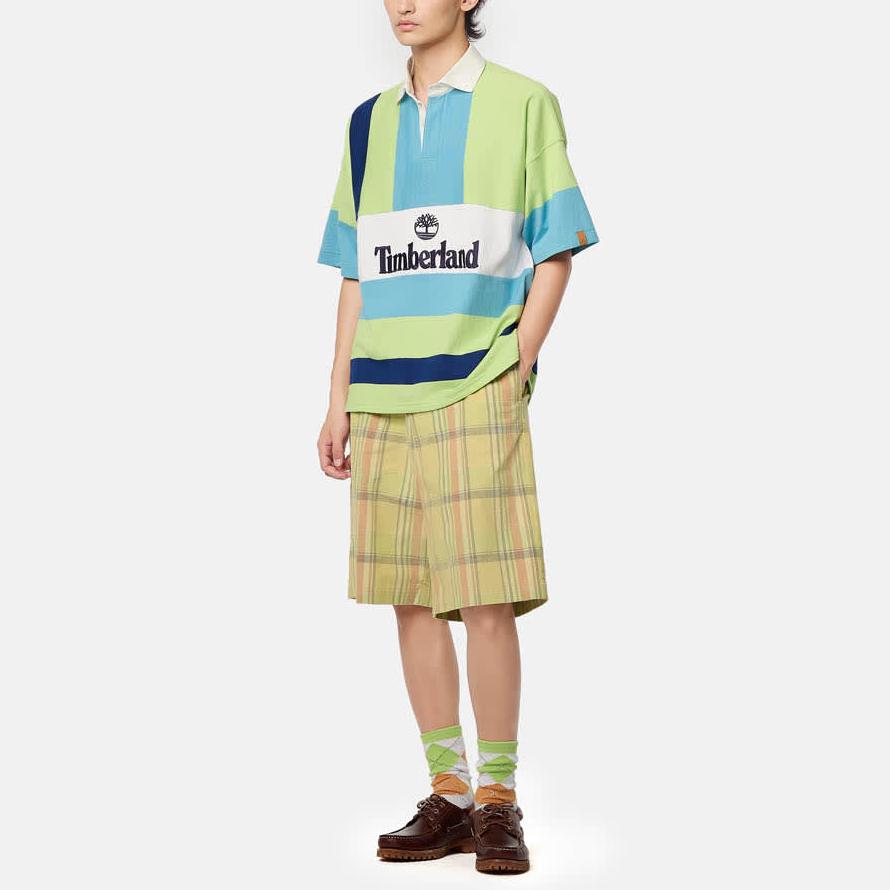Timberland Logo Color Block Drop Shoulder Short Sleeve Polo Shirt Unisex Tops TB0A6J9YA2S1