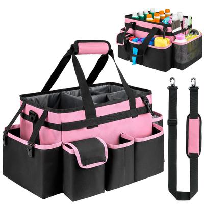Multi-pocket Cleaning Bag Count Waterproof Home Cleaning Car Maintenance Storage Bag,Storage Organizer Handle Adjustable Divider