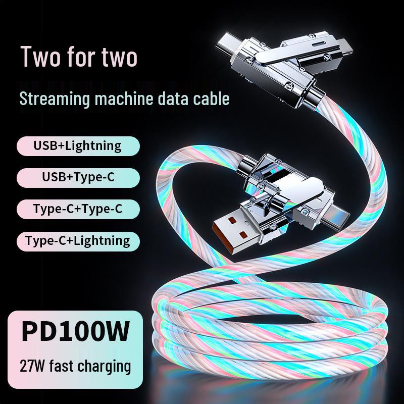 Two-to-Two Fast Charging, Four-in-One Luminous Data Cable