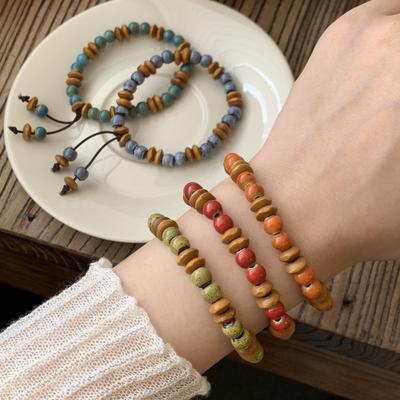 Retro Ethnic New Chinese Jingdezhen Ceramic Tassel Bracelet, Simple Niche Hand Woven Decorative Bracelet for Girls