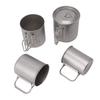 4PCS Camping Mug Portable Stainless Steel Coffee Cup with Foldable Handle and Lid for Backpacking
