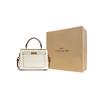 Coach Lane 20 Fashion Color Block Gold Buckle Smooth Pebble Leather Tote Shoulder Crossbody Bag Medium Women bags Chalk-White Copper C8319-IMTVF