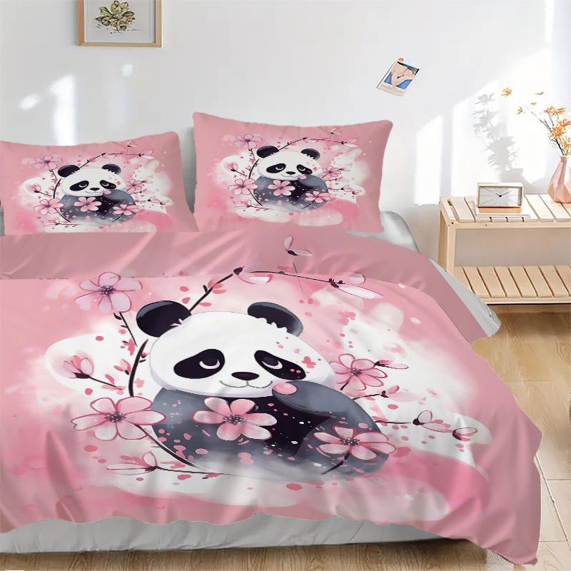 Set Lenzuola Stampato con Idee Panda Rosa 3 Pezzi, Copripiumino Morbido e Confortevole per Camera da Letto, Camera degli Ospiti (1 Copripiumino + 2 Federe, Federa C