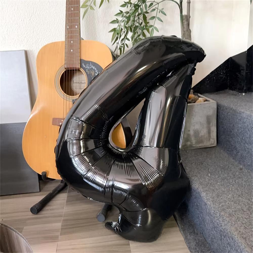 1pc INS 32inch Black Large Number Foil Balloons Figure Helium Balloon Birthday decals Photo props Birthday Party Decorations