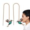 Hummingbird Pull Through Threader Earrings Hummingbird Wing Pendant Necklaces Portable Light Weight Long Chain Drop Earrings