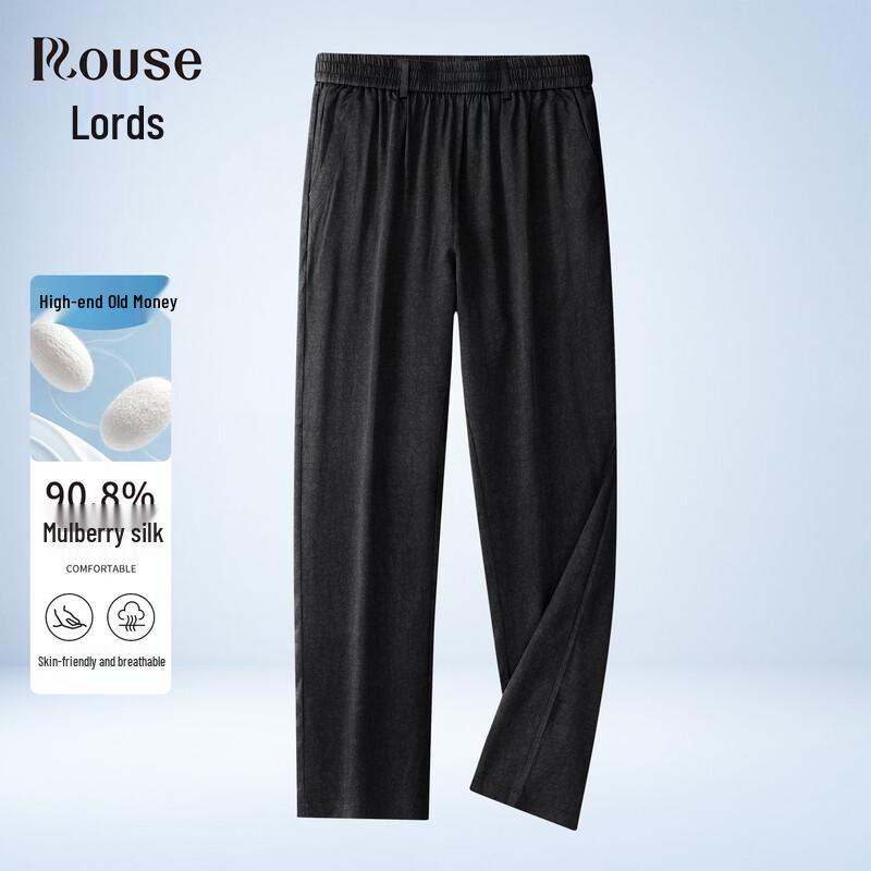 Men s Silk Blend Straight-Leg Casual Pants L чёрный