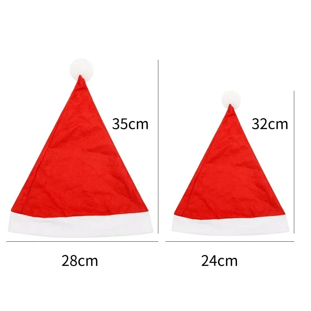1-100pcs Christmas Hats Adults Kids Non-woven Red Santa Claus Hat Xmas Caps for New Year Party Home Decoration Festival Gifts