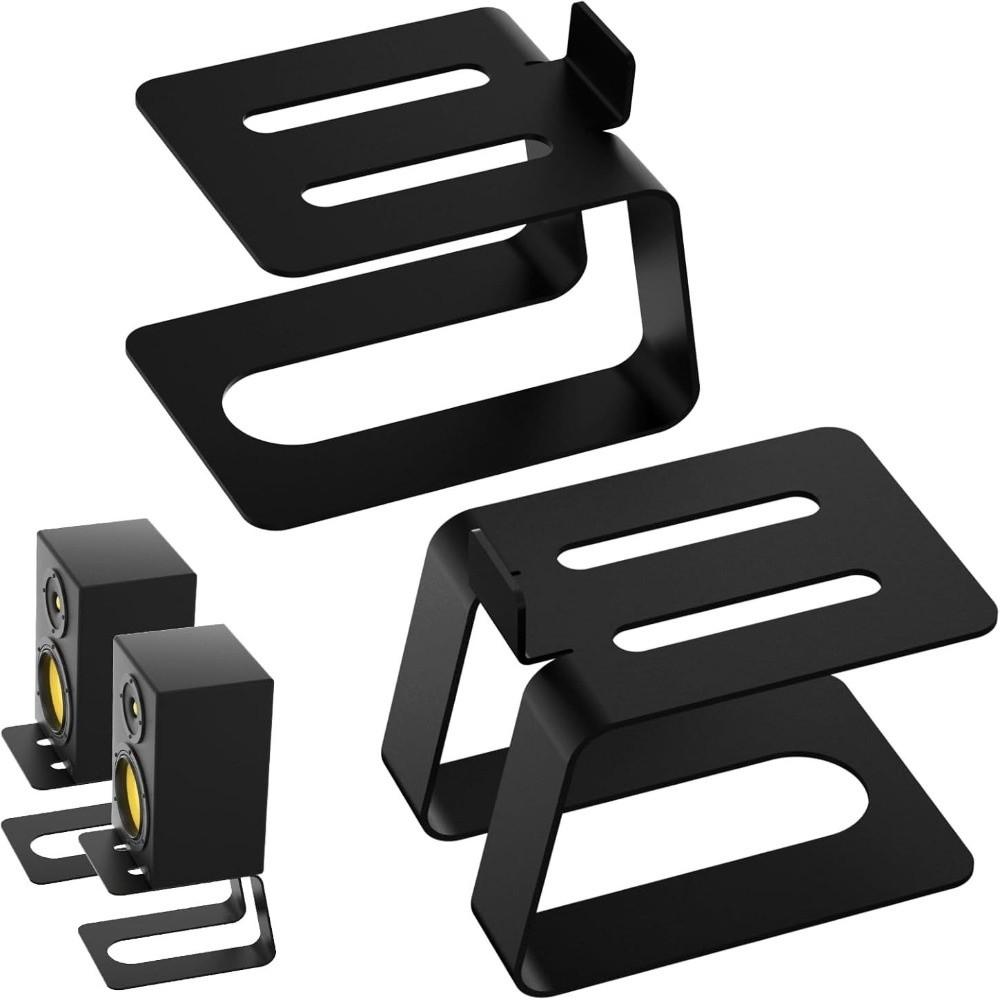 Black Color Audio Elevation Speaker Stands Vibration Isolation Studio Monitor Stands  Desktop Use