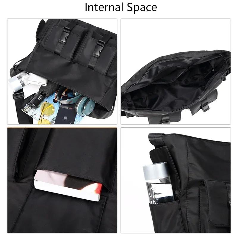 Lässige Wasserdichte Messenger-Umhängetasche mit Großer Kapazität für Herren, Crossbody-Schultasche für Teenager, Outdoor-Mann, Schwarz, Große Reisetaschen