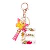 Flower Resin Keychain With Tassels And Butterfly Design 26 Letters Pendant Classic Retro Practical Durable Backpack Hanging Accessory