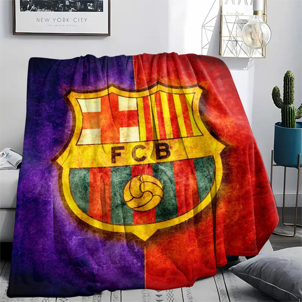 Barcelona team logo,pattern Flannel Blanket, High quality Comfortable for All Seasons, Home Decor, Warmth and Comfort, Perfect for Gifts.