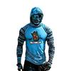 Men's Casual Hooded Long Sleeve Raglan Color-Block Sun Top with Halloween Print (Without Glasses)