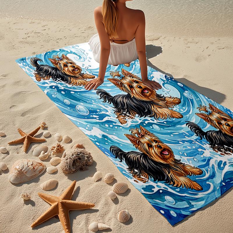 Cherry Blossom Yorkie Beach Towel, Super Soft Microfiber, Gift for Her/Him, Birthday, for Pool, Beach, Travel, Home Decor Fan Gifts