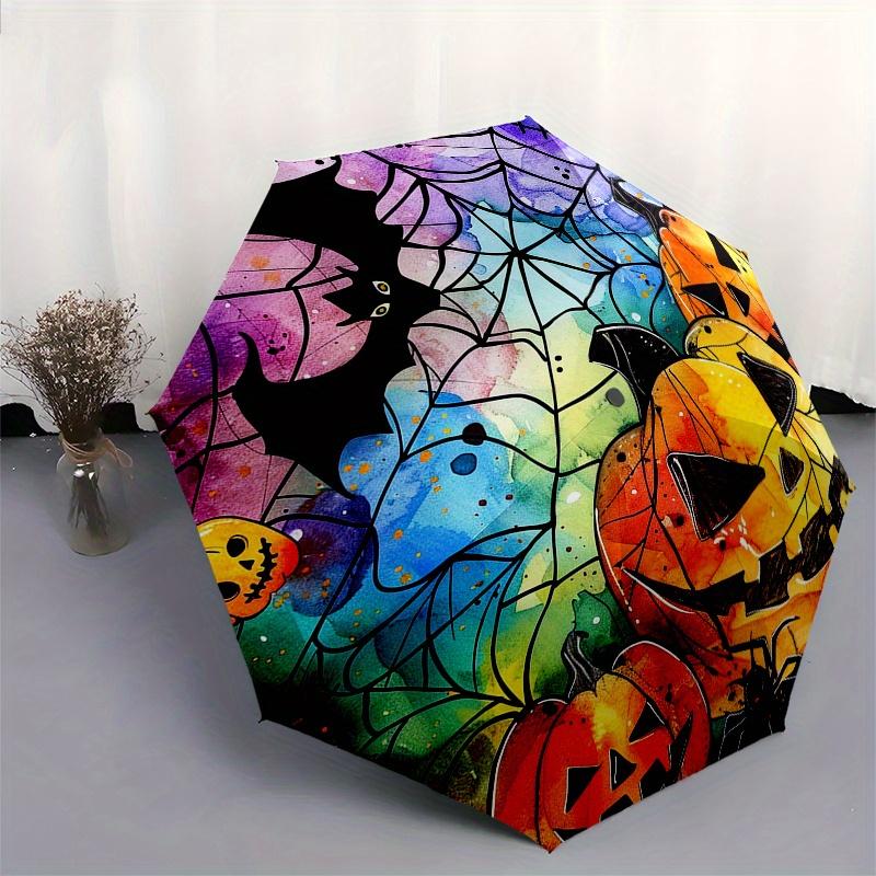 Halloween Watercolor Pumpkins Coasters Set of 4Umbrella, Portable 3-Fold Compact Umbrella,Christmas Gift ES603