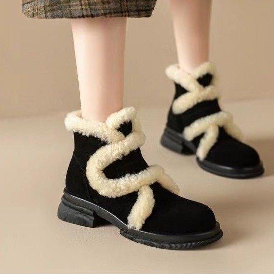 

Сохраняют тепло и не раздуваются, зимние ботинки из матовой кожи, женские зимние ботинки из бархата и утолщенного хлопка, короткие ботинки на толстом каблуке, ботинки Martin на толстой подошве 40