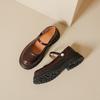 Retro British Shallow Mouth Small Leather Shoes Women's Spring and Summer New Round Head One-word Buckle Belt JK Versatile Japanese Mary Jane Singl