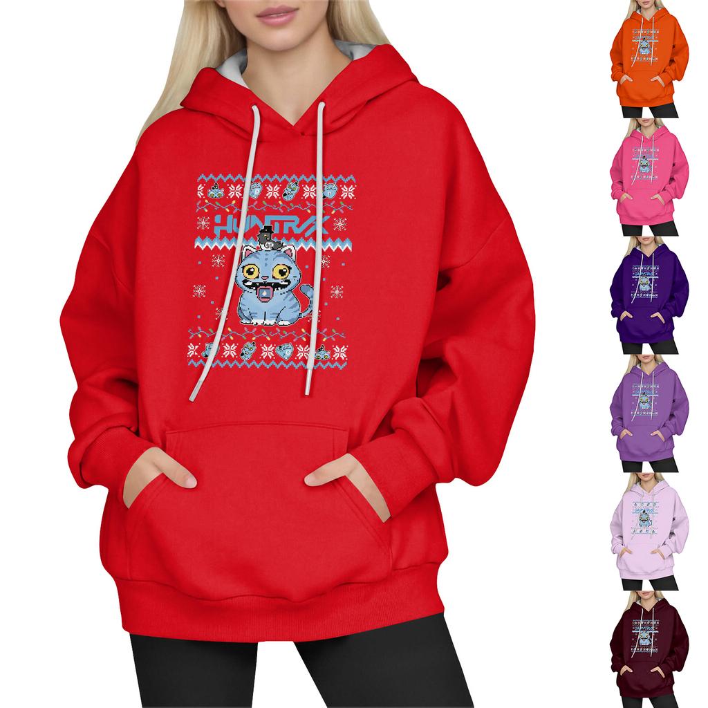 Women's Fashion Long-Sleeve Pullover Hoodie with Fun Movie-Inspired Prints