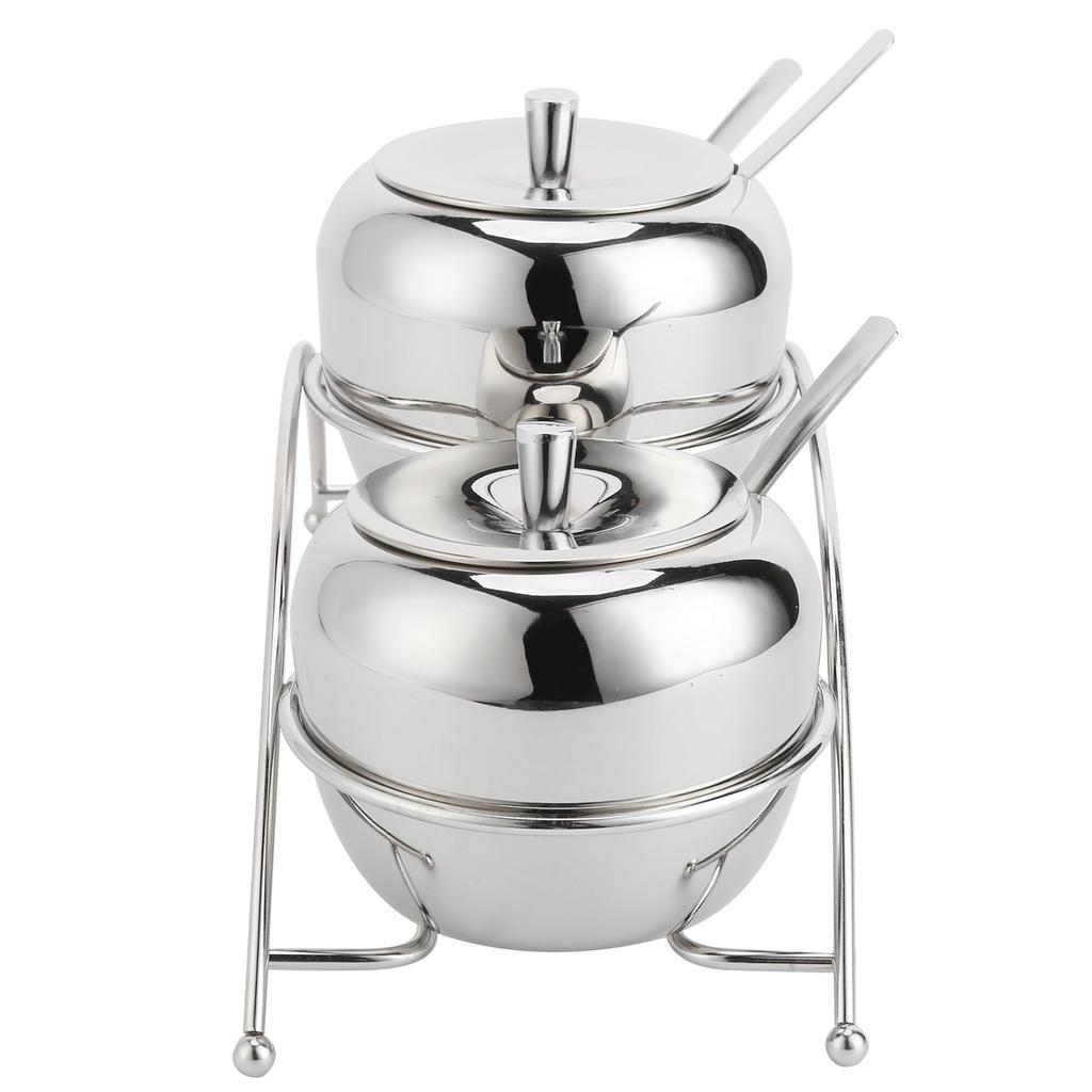 Stainless Steel Condiment Seasoning Containers Pots Set Salt Pepper Sugar Storage Organizers