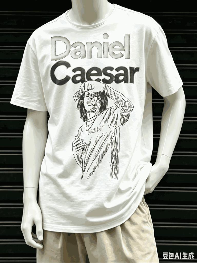T-shirt Oversize Stampata Daniel Caesar Cotone Premium Delicato sulla Pelle Girocollo Manica Corta Top Unisex Comodo Prodotto Caldo