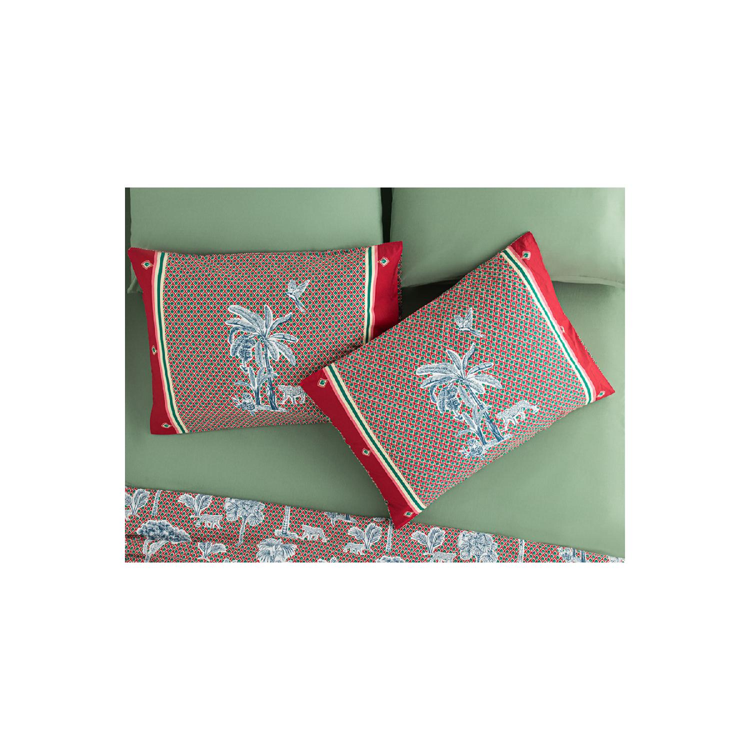 

Двухсекционная хлопковая наволочка Toile De Jouy 50x70 см, фуксия