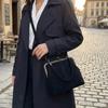 Large Capacity Retro Frosted Handbag Kiss Lock PU Leather Crossbody Bag Clip Closure Short Handle Clutch Shoulder Bag Shopping