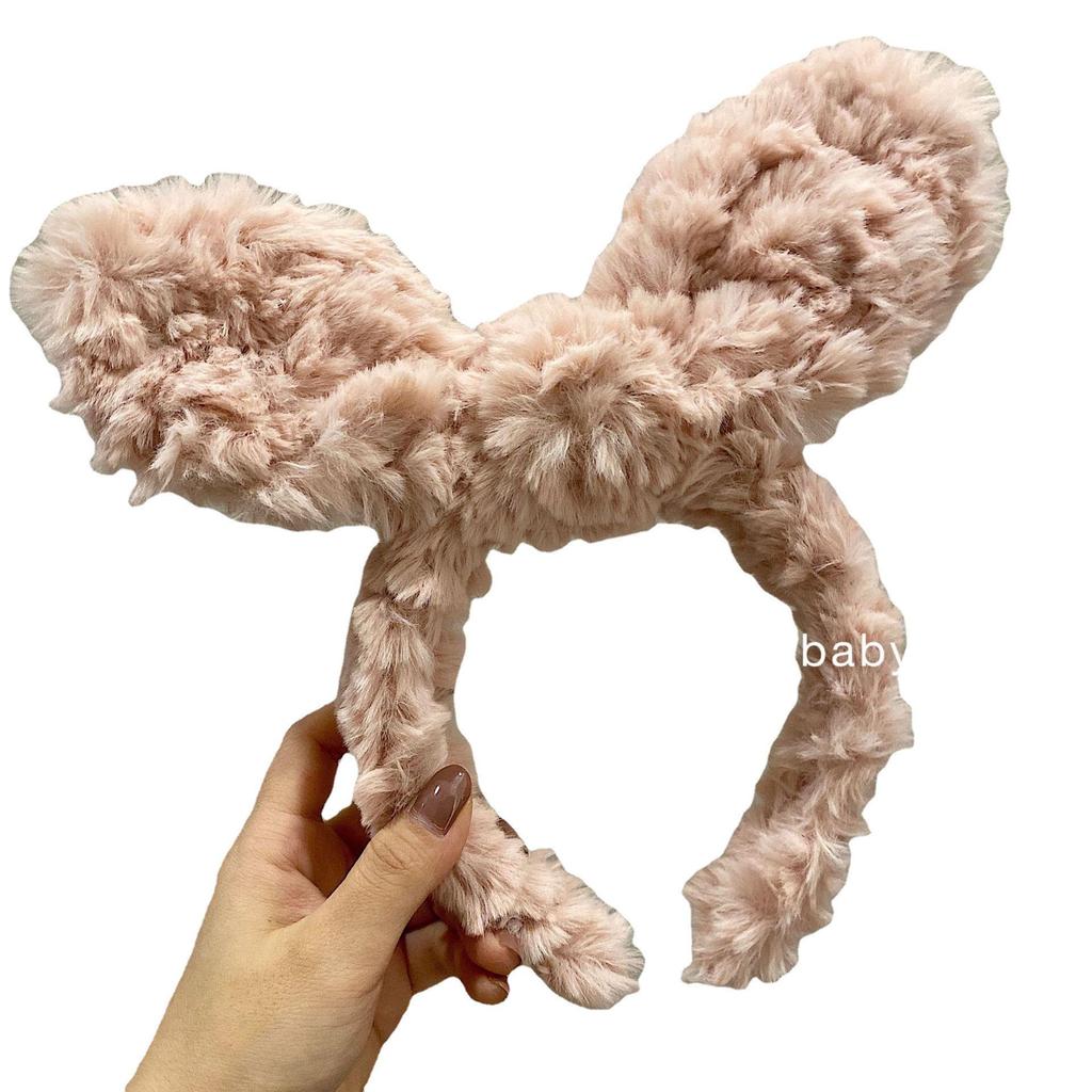 New Winter Plush Rabbit Ears Headband for Women - Cute Face Washing & Hair Accessory