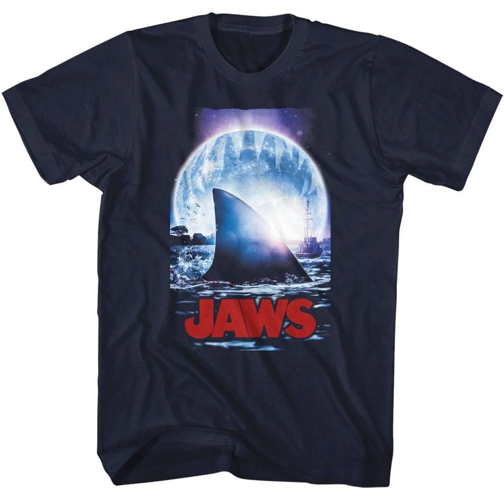 Jaws Moonlight Shark Fin Men T Shirt L